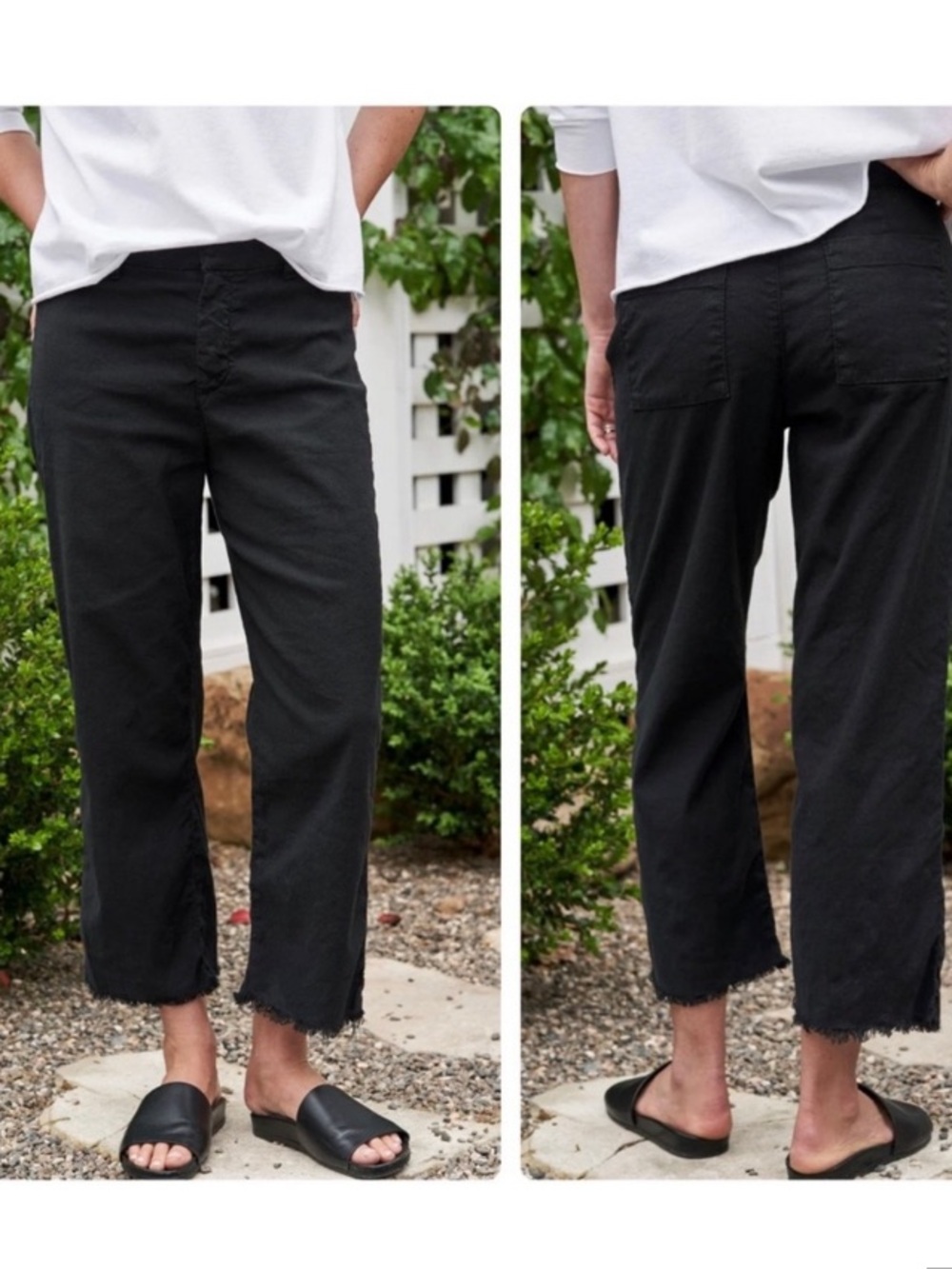 Frank & Eileen Kinsale cotton linen pants trousers - Black size 8